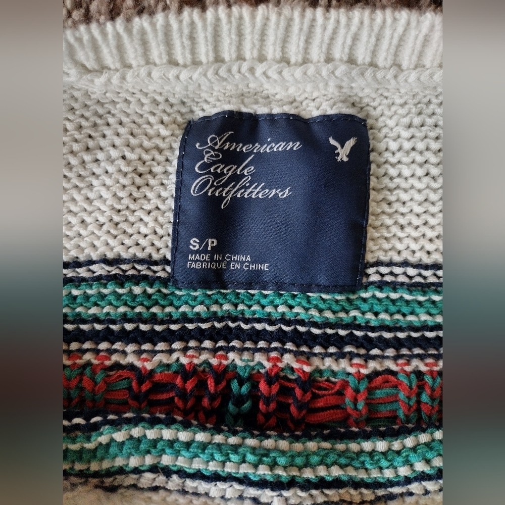 American Eagle Southwestern Aztec Short Sleeve Knit Sweater Small Petite - Picture 7 of 12